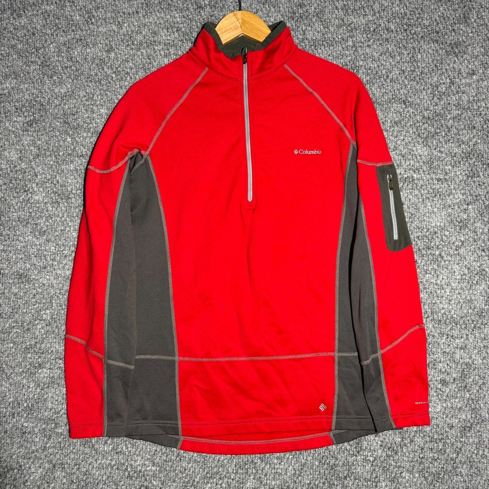 Columbia 1/4 Zip Pullover Red Fleece Omni-Wick Shotgun Mock Neck Unisex Medium